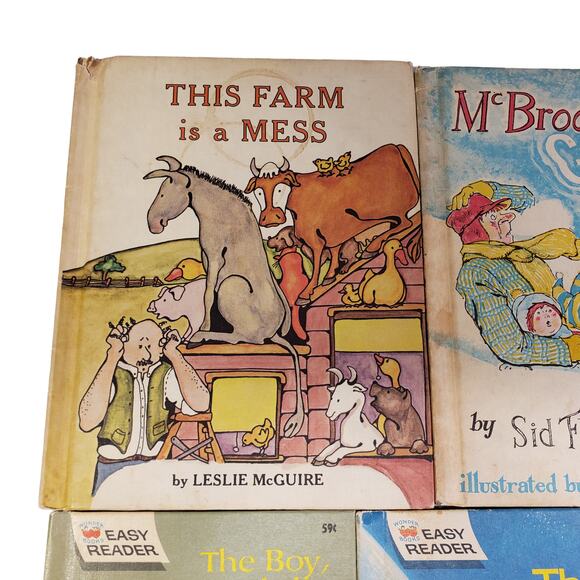 Vintage 1960s Books Bundle Farm Monkey Card Games McBrooms Ghost Easy Reader - Picture 2 of 16